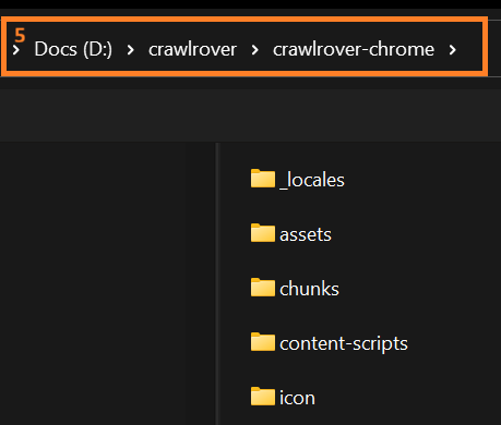 Диалог выбора папки: внутри распакованной папки видны _locales, assets, chunks, content-scripts, icon